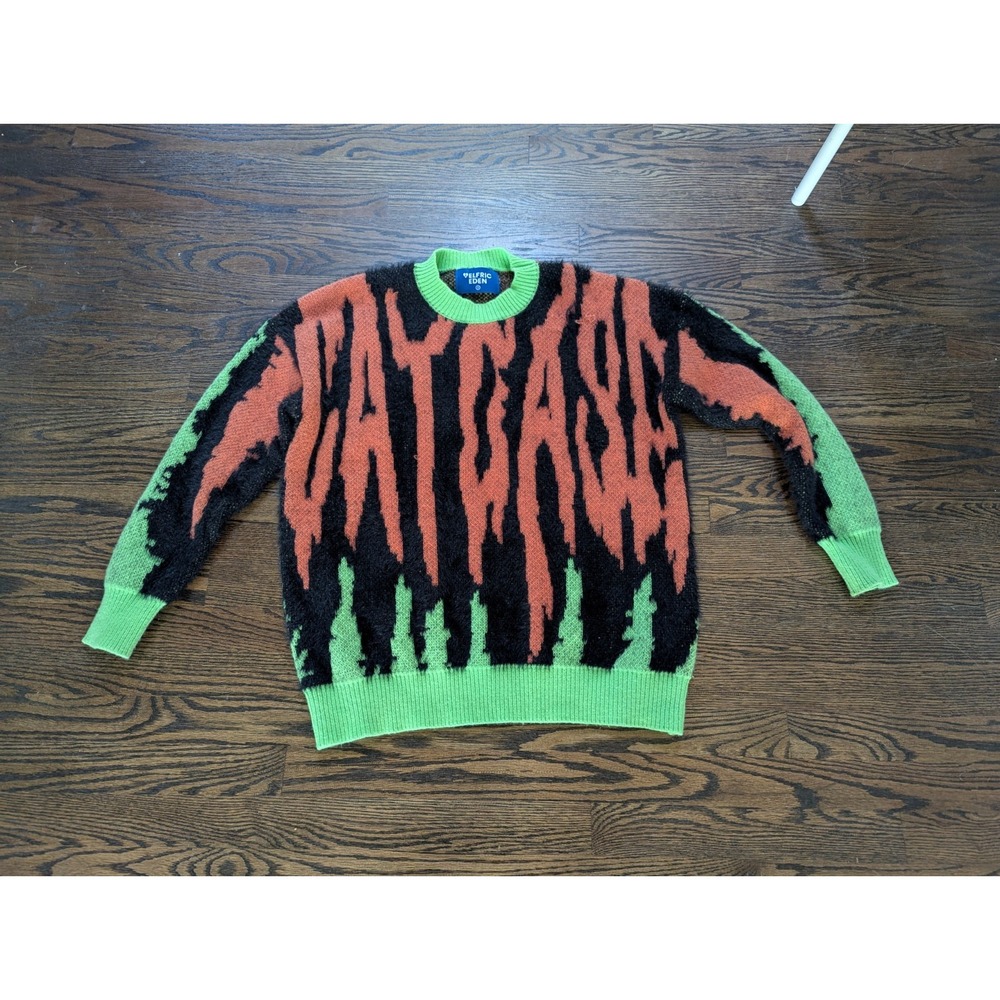 Aelfric Eden Cat Case Zephyr Knit Sweater mens Size S Small Hipster Grunge 90's